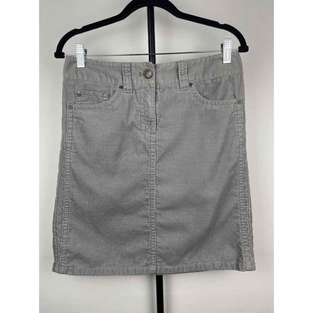 Ann Taylor Gray Corduroy Flap‎ Pocket Casual Mini Skirt Size 4